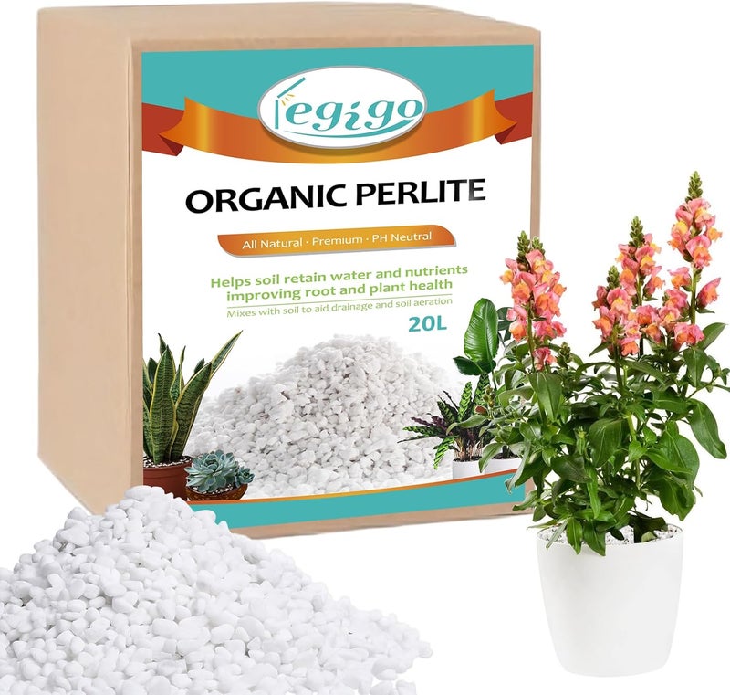 Legigo 20 Quarts Organic Horticultural Perlite for Plants Indoor- Natural Horticultural Soil Additive Conditioner Mix for Improves Drainage, Ventilation and Root Growth - Image 1